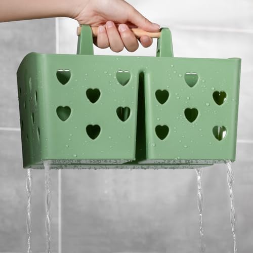 Portable Shower Caddy Plastic Shower Basket Organizer with Handle, Green - Image 3