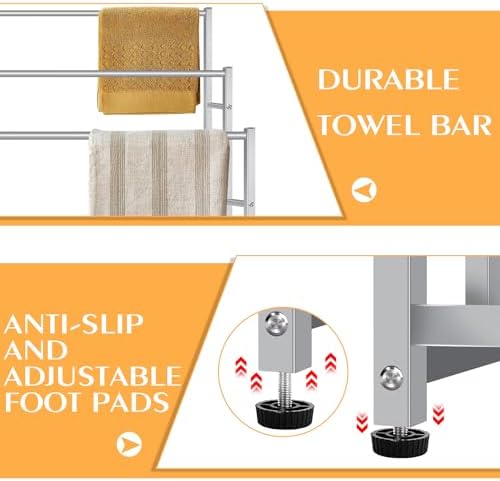 47.6 Inch Tall Free Standing Towel Racks 3 Tier Pool Towel Rack Outdoor Oversized Floor Bath Towel Drying Valet Holder Blanket Quilt Rack Stand for Bathroom Bedroom Beach Hot Tub Gym Pool Area Outside - Image 4