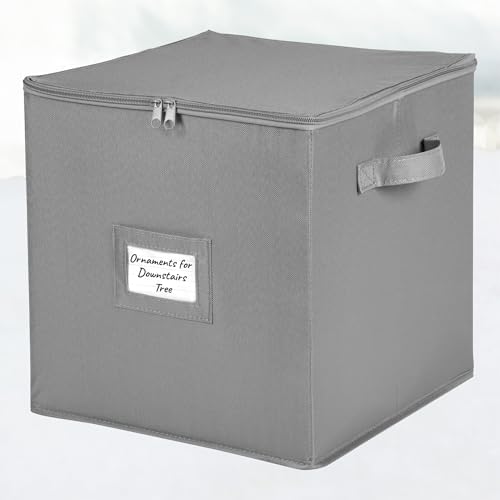 HOLDN’ STORAGE Christmas Ornament Storage Box - Christmas Decor Storage Containers that Store up to 64 – 3” x 3” Holiday Xmas Ornaments – Adjustable Compartment To Fit Many Sizes Ornaments – Grey. - Image 5