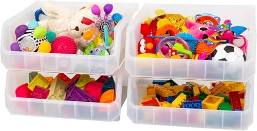 ReadySpace Extra Large Stackable Plastic Storage Bins, 4-Pack, Clear - Image 6