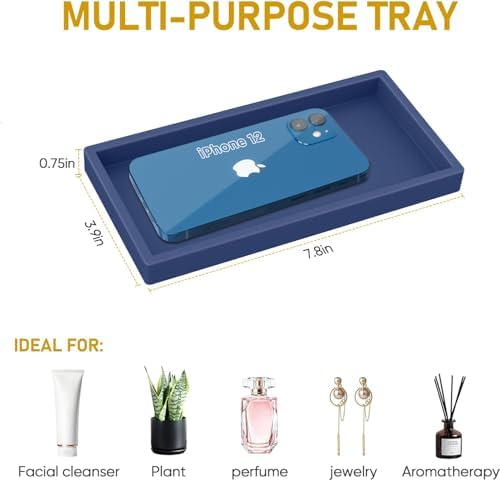 Silicone Bathroom Tray,Shatterproof Tray for Bathroom Counter（Sapphire Blue） - Image 5
