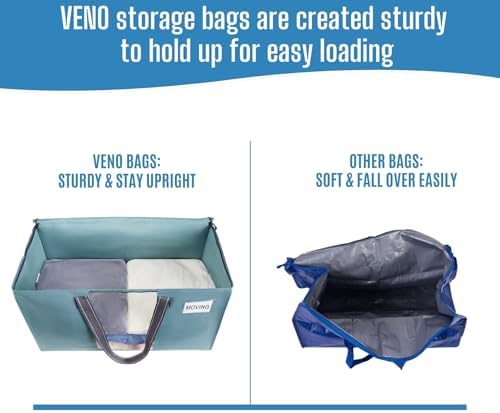 VENO Moving Bags, Wide Open Top, Clear Window, Light Blue, 8 Pack - Image 5