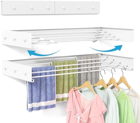 BAKON Wall Mounted Drying Rack 32'', Hidden Clothes Drying Rack for Indoor by BAKON