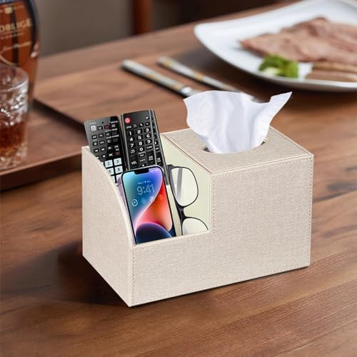 PU Leather Square Tissue Box Cover - Multi-Functional Tissue Box Holder - Image 6