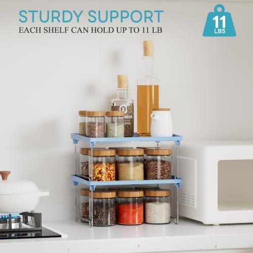 STARLATTA 2 Pcs Blue Countertop Cabinet Organizer Shelf - Image 4