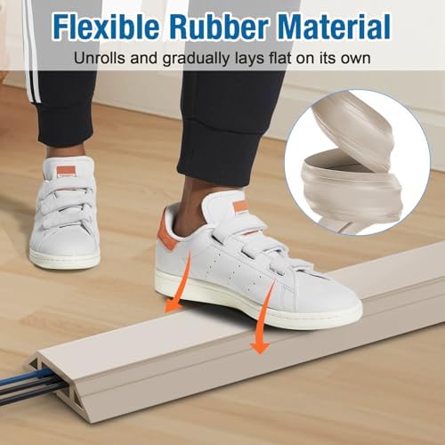 Eapele Floor Cord Cover 10ft Cord Covers for Wires on Floor, Heavy Duty Extension Cord Cover, Rubber Floor Cable Cover, Prevent Trip Hazard for Sidewalk Home Office Outdoor or Indoor Settings - Image 7