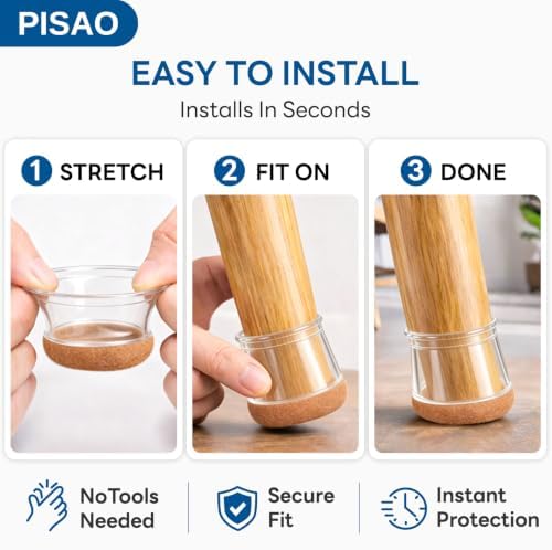 PISAO 24 Pcs Chair Leg Floor Protectors Caps Cover Pad for Hardwood Floors - Image 5