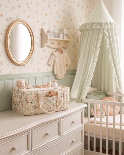 Blissful Diary Baby Diaper Caddy Organizer, Nursery Storage, Ditsy Daisy - Image 2