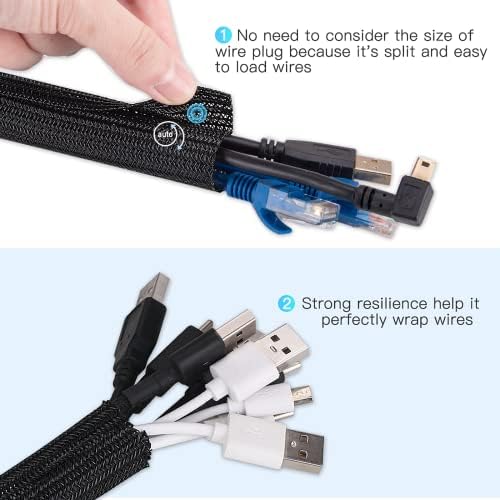 AGPTEK Cable Sleeve, 25ft - 4/5 inch Cable Management Cord Hider, Black - Image 3