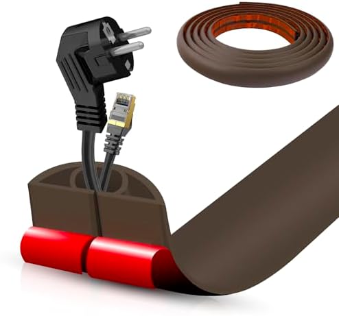 Floor Cord Cover Cable Cavity Self Adhesive Cord Hider Floor 10FT Floor Cable Management Power Cord Protector Floor Electric Cord Covers for Offices, Gym, Exhibitions (CoffeeBrown, 1.57" x 10') by DBHXXMB-HH