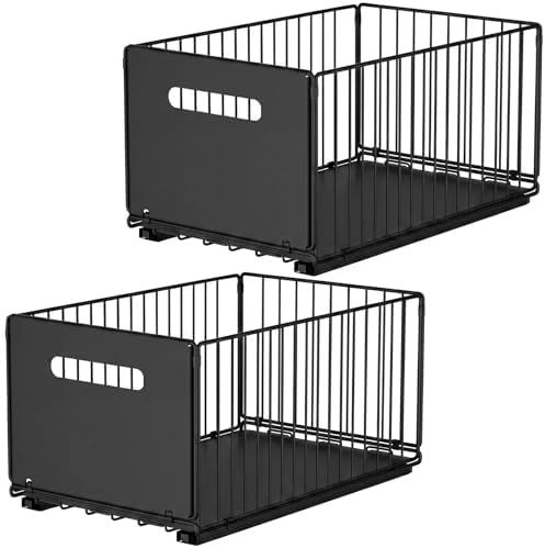 Pull Out Cabinet Organizer, No Drill Slide Out Drawer 2 Pack Black by Unknown