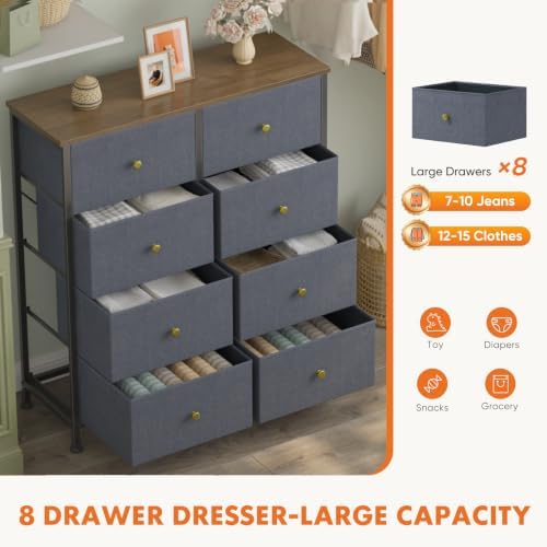 Sweetcrispy 8 Drawer Dresser for Bedroom, Organizer Storage Drawers, Blue - Image 6
