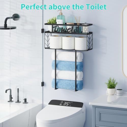 HapiRm Wall Towel Rack for Bathroom, Papper Towel Holder for Above Toilet - Image 6