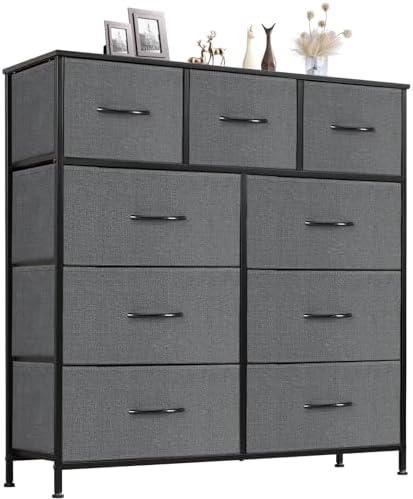 Sweetcrispy 9 Drawer Fabric Dresser Tall Chest Storage Organizer Tower by Sweetcrispy