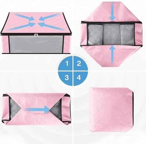HomeHacks 6-Pack Clothes Organizer Storage Bags, 35L Storage Bins, Pink - Image 3