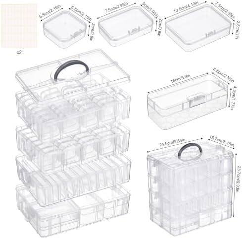 Stackable Bead Organizer 4 Tier 88pcs Small Boxes Craft Storage Container - Image 2