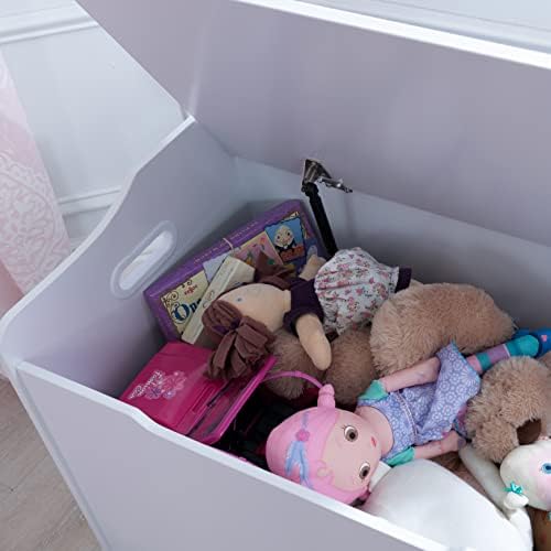 KidKraft Austin Wooden Toy Box/Bench with Safety Hinged Lid, White, Gift for Ages 3+, Amazon Exclusive - Image 4