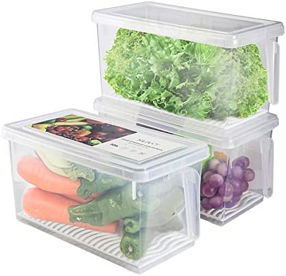 SILIVO 3 Pack 4.5L Lettuce Keeper for Fridge with Removable Drain Trays by SILIVO