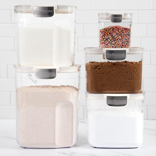 ProKeeper+ Airtight Food Storage Container Set – Clear Plastic Flour and Sugar Canister Set with Magnetic Accessories for Kitchen Organization (White, 9-Piece) - Image 4