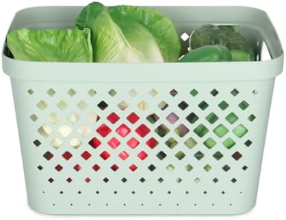 Glad Plastic Storage Basket Set, Value Pack of 6 | Open Storage Bins for Shelves, Bathroom, Pantry, Closet | Nesting Organizer Boxes with Handles, 4 Gallon, Sage - Image 4