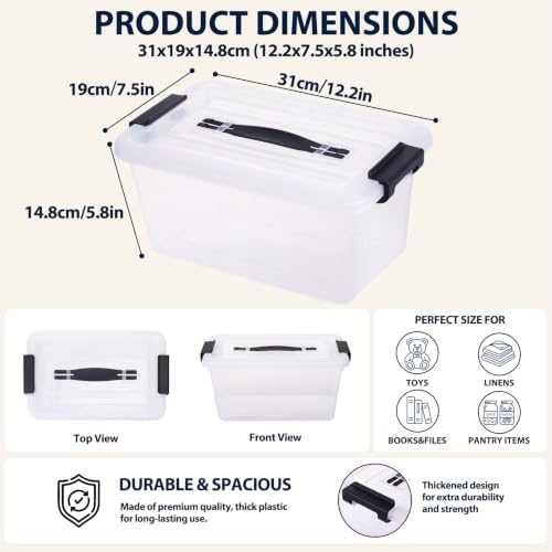 Storage Bins with Lids 6 Pack 7Qt Clear Stackable Organizer Containers - Image 2