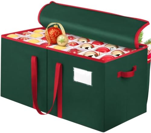 SeasonBliss Christmas Ornament Storage Box, Large Holds 128 Balls, Green by Unknown