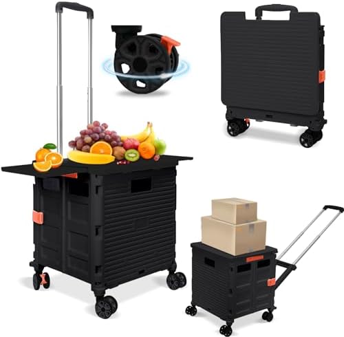FELICON SELORSS Folding Utility Cart Portable Rolling Crate Handcart-Black by FELICON