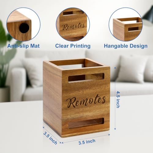 Acacia Wood TV Remote Control Holder Wall Mount Recliner Controller Caddy - Image 4