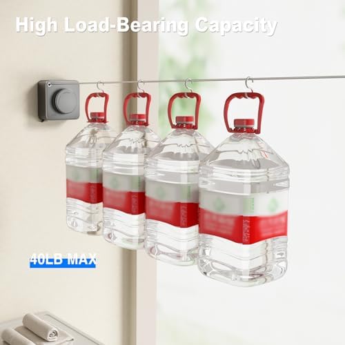 MUSTORN Retractable Clothesline Indoor, Non-Sagging Outdoor Clothes Line Retracting Heavy Duty Clothes Drying Laundry Line Wall Mounted Stainless Steel Line-13.8 Feets(Square-Gray) - Image 5