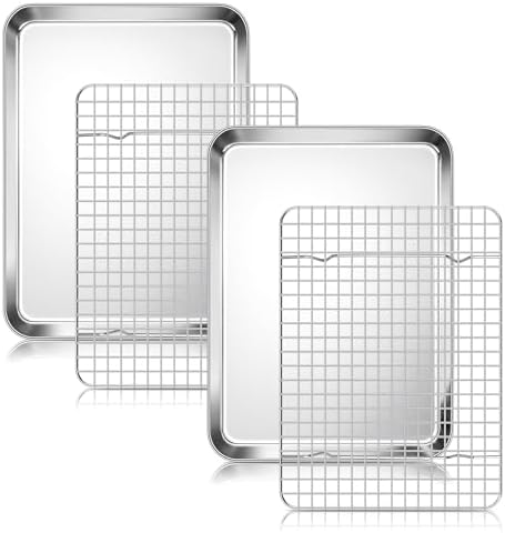 Homikit Quarter Sheet Pan with Wire Rack (2 Baking Sheet+2 Rack), 12" x 10" by Homikit