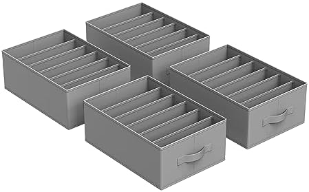 SONGMICS 4 Pack Drawer Clothes Organizers, Large Size 6-Compartment by SONGMICSbySONGMICSHOME