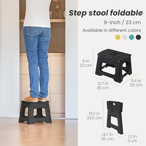 Vigar Compact Folding Step Stool, 9 in, Black, Up to 330 lb - Image 2