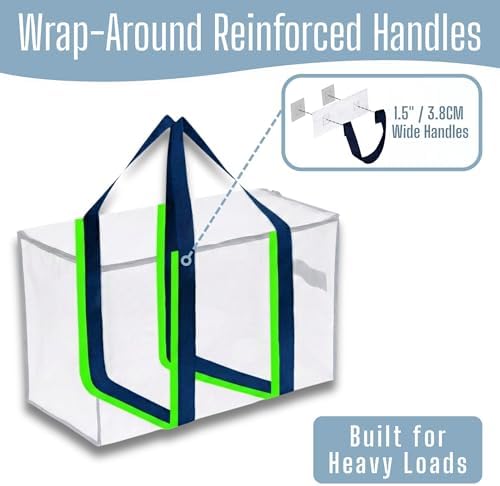 VENO 2 Pack Heavy Duty Moving Bags, Extra Large Storage Bags with Reinforced Handles & Strong Zippers, Foldable & Reusable Moving Box Alternative for Clothes & Dorm Storage - Image 2