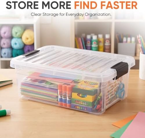 Superio 7.4 Quart Clear Plastic Storage Bin with Lid, Stackable Organizer Box, BPA-Free Storage Container for Home, Garage, School & Office, 6 Pack - Image 2