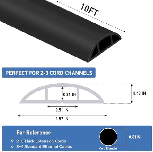 LSGCQ Floor Cord Cover Self Adhesive Cord Hider Floor Cable Management - Image 2