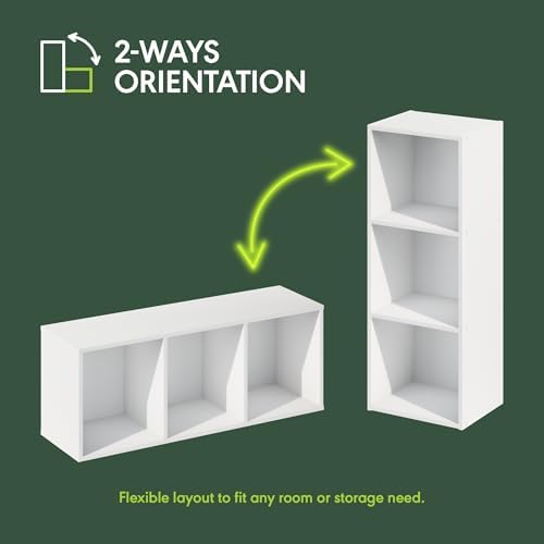 Furinno LUDER 3-Cube Book Shelf, Kids Bookshelf, Toy Storage, White/Pink - Image 3