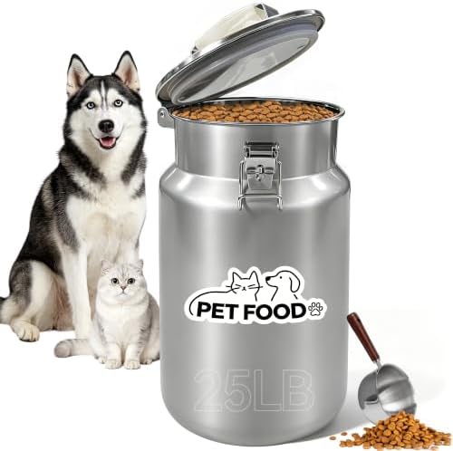 Newget 25 lb Stainless Steel Airtight Dog Food Storage Container with Scoop by Newget
