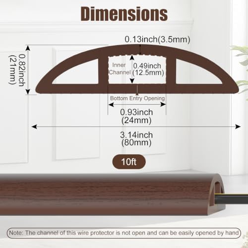 Eapele Floor Cord Cover 10ft Cord Covers for Wires on Floor, Heavy Duty Extension Cord Cover, Rubber Floor Cable Cover, Prevent Trip Hazard for Sidewalk Home Office Outdoor or Indoor Settings - Image 2