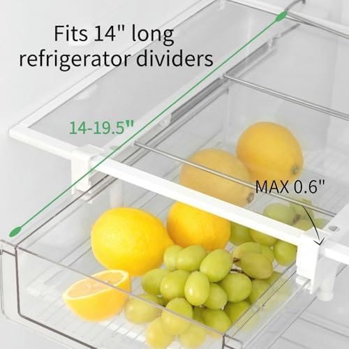 vacane Upgraded Refrigerator Drawers Organizer - Pull Out Fridge Bins with Handle, Extra-Long 19.5" Stretchable and Deep Storage - Image 5