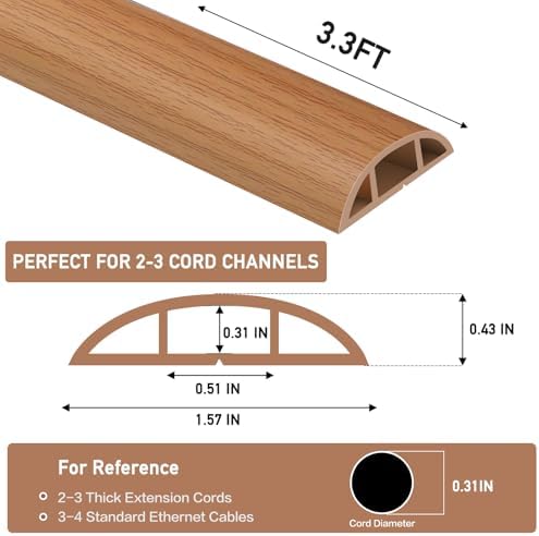 LSGCQ Floor Cord Cover Self Adhesive Cord Hider Floor Cable Management - Image 2