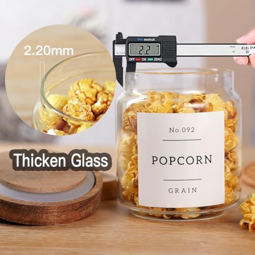 6 Set Glass Pantry Storage Jars with Acacia Airtight Lid - 15oz Thicken Glass Kitchen Canisters with 132 Pantry Labels - Clear Glass Food Storage Containers with Wood Lid for Tea,Sugar,Spice,herbs - Image 5
