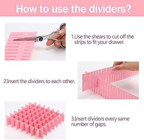 acDesign 40Pcs Grid Drawer Dividers, Adjustable Drawer Organizer for Socks, Underwear, Lingerie, Makeup, Bedroom Office Kitchen Storage (Pink) - Image 6