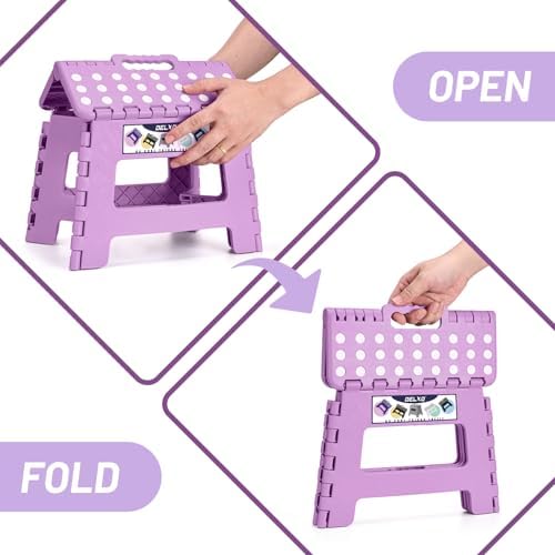 Delxo 9 Inch Kids Step Stool,300 Lbs Folding Step Stool for Toddler Purple - Image 4