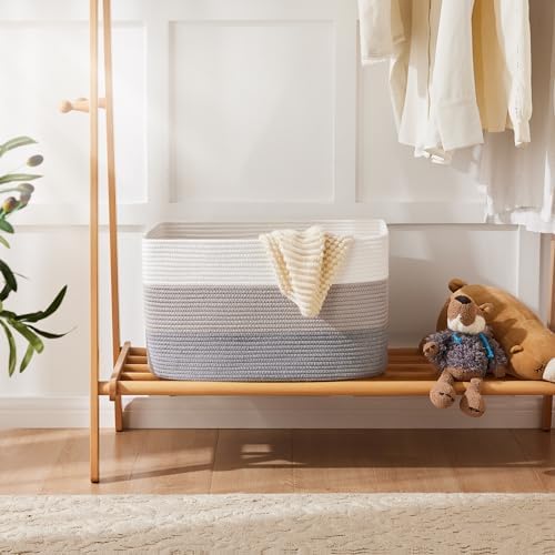 Artfeel Blanket Basket,Rectangle Woven Baskets for Storage,65L Laundry Basket for Decorative Nursery Blanket,Toys,Dirty Clothes and Magazine in Shelves,Baby Room,and Living Room - Image 4
