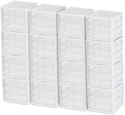 Sterilite Wide 3-Drawer Storage Unit for Bedroom and Dresser, 16-Pack by Sterilite