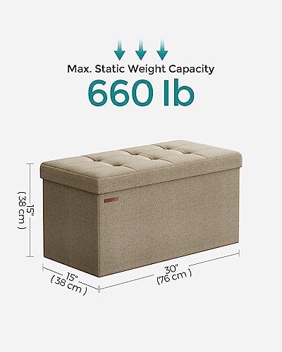 SONGMICS 30 Inches Folding Storage Ottoman Bench, Load 660 lb - Image 2
