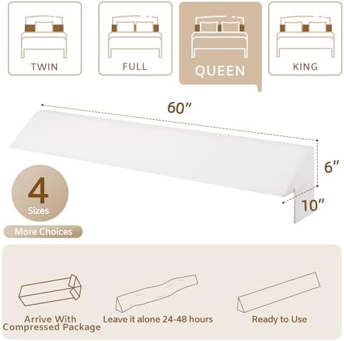 Bedluxe Queen Bed Wedge Pillow for Headboard, Fill The Gap (0-7") - Image 4