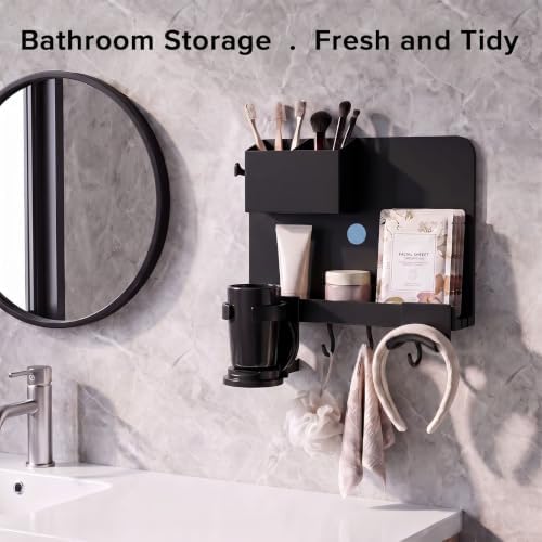 Floating Bedside Wall Shelf, Metal Bedside Wall Organizer (Balck) - Image 5