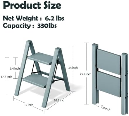 Taranta 2 Step Stool Foldable,Aluminum Step Ladder-Serene Blue - Image 6