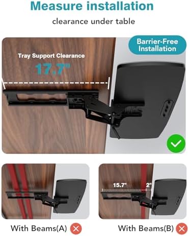 Keyboard Tray Under Desk with Storage Drawer, Height Adjustable Keyboard Tray Slide Out 360° Swivel Tilt, Ergonomic Under Desk Mount Keyboard & Mouse Holder for Gaming Home Office - Image 5